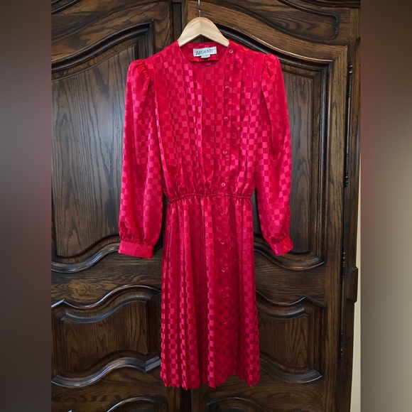 Vintage Argenti Dress Red Checkered Pattern Size 10 - Picture 3 of 6